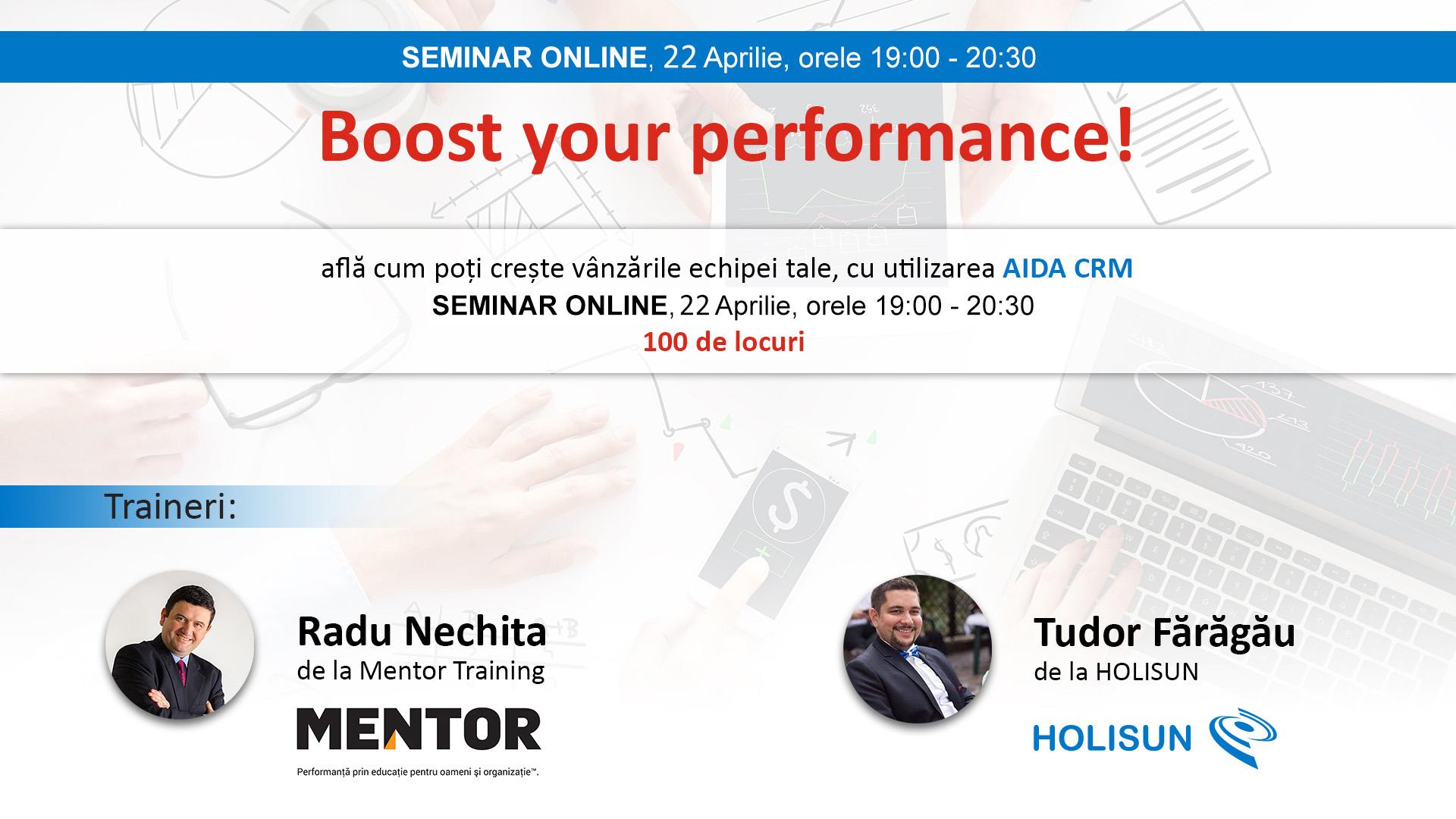 Seminar online: Boost your performance! (Editia II)
